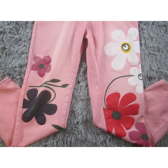 Misslook Overall Womens Small Pink Denim Floral Print Jumpsuit Cotton 1 Piece - Picture 2 of 10